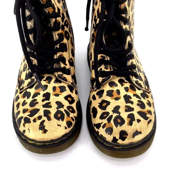 Dr. Martens | Leopard Print Combat Boots Girls Size 11 - Picture 2 of 8